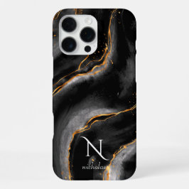 Donker Nacht Goud Glitter Marmer  iPhone 16 Pro Max Hoesje
