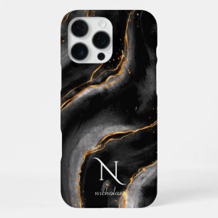 Donker Nacht Goud Glitter Marmer  iPhone 16 Pro Max Hoesje