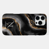 Donker Nacht Goud Glitter Marmer  iPhone Hoesje (Achterkant horizontaal)