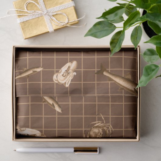 Donker nautisch serie ontwerp 3 tissuepapier (Geschenk)