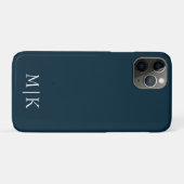 Donker Navy Blauw en Wit | Modern Monogram Case-Mate iPhone Case (Achterkant (horizontaal))