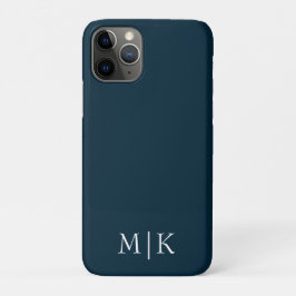 Donker Navy Blauw en Wit | Modern Monogram Case-Mate iPhone Case