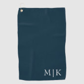 Donker Navy Blauw en Wit | Modern Monogram Golfhanddoek (Voorkant)