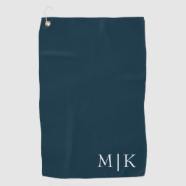Donker Navy Blauw en Wit | Modern Monogram Golfhanddoek