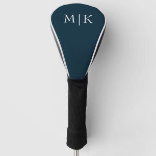 Donker Navy Blauw en Wit Modern Monogram Golfheadcover