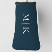 Donker Navy Blauw en Wit | Modern Monogram Golfheadcover (Draai 90)