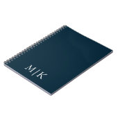 Donker Navy Blauw en Wit | Modern Monogram Notitieboek (Linkerzijde)