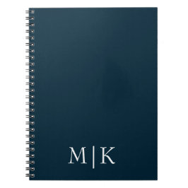 Donker Navy Blauw en Wit | Modern Monogram Notitieboek