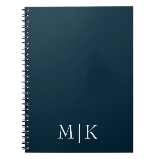 Donker Navy Blauw en Wit | Modern Monogram Notitieboek (Voorkant)