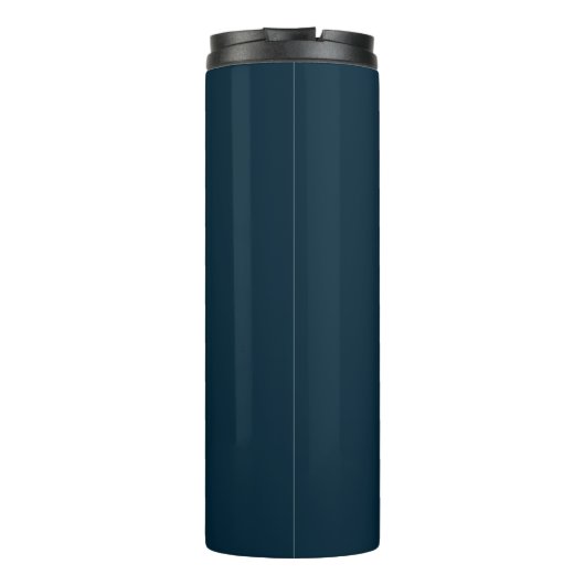 Donker Navy Blauw en Wit | Modern Monogram Thermosbeker (Achterkant)