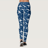 Donker Navy blauw en wit Vliegtuig Leggings (Achterkant)