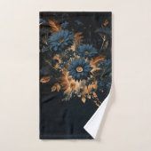 Donker Navy Blauw & Goud Rustiek Bloemen Glam Boho Bad Handdoek (Handdoek)