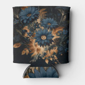 Donker Navy Blauw & Goud Rustiek Bloemen Glam Boho Blikjeskoeler (Voorkant)