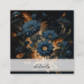 Donker Navy Blauw & Goud Rustiek Bloemen Glam Boho Vierkante Visitekaartje (Voorkant)