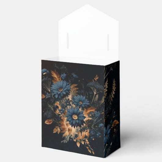 Donker Navy Blauw & Goud Rustiek Glam Boho Bruilof Bedankdoosjes (Geopend)