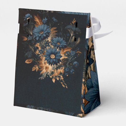 Donker Navy Blauw & Goud Rustiek Glam Boho Bruilof Bedankdoosjes (Achterkant)