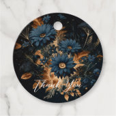 Donker Navy Blauw & Goud Rustiek Glam Boho Bruilof Bedankjes Labels (Voorkant)