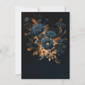 Donker Navy Blauw & Goud Rustiek Glam Boho Bruilof Kaart (Achterkant)