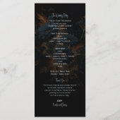 Donker Navy Blauw & Goud Rustiek Glam Boho Bruilof Programmakaart (Achterkant)