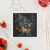 Donker Navy Blauw & Goud Rustiek Glam Boho Bruilof Servet (Insitu)