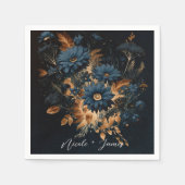 Donker Navy Blauw & Goud Rustiek Glam Boho Bruilof Servet (Voorkant)