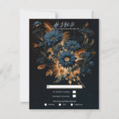 Donker Navy Blauw Goud Rustiek Glam Boho Bruiloft  Kaart (Voorkant)