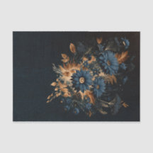 Donker Navy Blauw Goud Rustieke Bloemen Glam Bruil