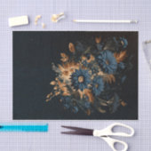 Donker Navy Blauw Goud Rustieke Bloemen Glam Bruil Tissuepapier (Craft)
