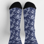 Donker Navy blauw licht grijs Paisley patroon Sokken (Top)