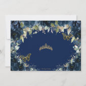 Donker Navy Blue Bloemen Quinceañera Save the Date (Achterkant)
