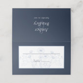 Donker Navy Blue Delicate Wildflower Minimal Weddi Plaatskaartje (Buitenkant ongevouwen)