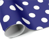 Donker Navy-blue Polka Dots Design Cadeaupapier (Rol Hoek)