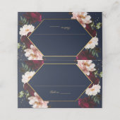 Donker Navy Bourgondië Blush Pioenen Bloemen Bruil Plaatskaartje (Buitenkant ongevouwen)