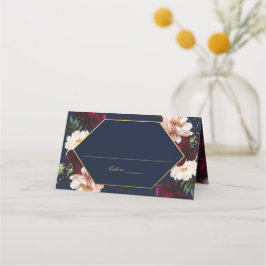 Donker Navy Bourgondië Blush Pioenen Bloemen Bruil Plaatskaartje