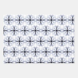 Donker Navy Flower Design  achtergrond Inpakpapier Vel