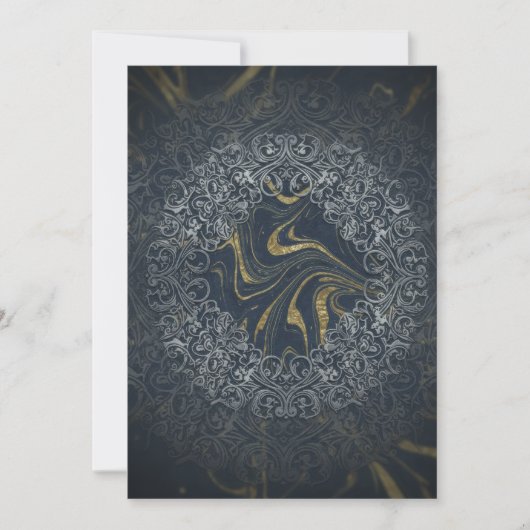 Donker Navy Goud Luxe Abstract Mandala Kunst Kaart (Voorkant)