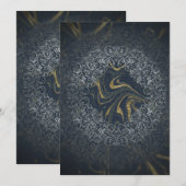 Donker Navy Goud Luxe Abstract Mandala Kunst Kaart (Voorkant / Achterkant)