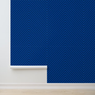 Donker Navy Royal Blue Chevron Zigzag Stripes Behang