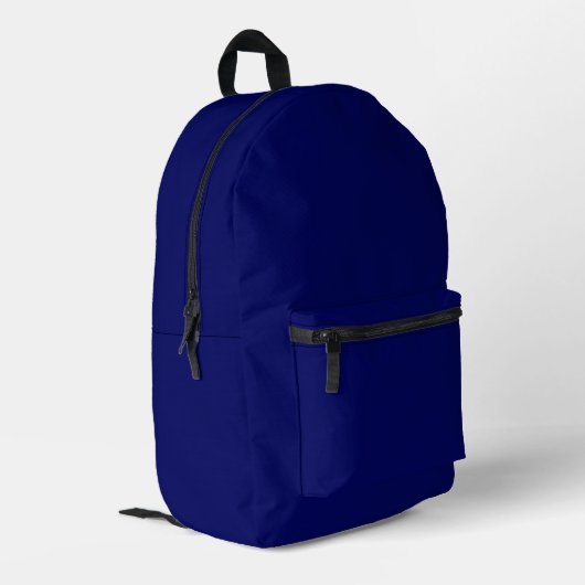 Donker Navy Solid Color Bedrukte Rugzak (Achterkant Hoek Links)