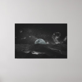 Donker Night Moon Light Fantasy Landscape Canvas Afdruk