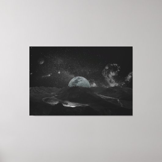Donker Night Moon Light Fantasy Landscape Canvas Afdruk (Voorkant)