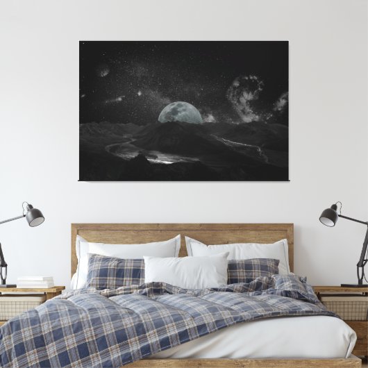 Donker Night Moon Light Fantasy Landscape Canvas Afdruk (Insitu (Slaapkamer))
