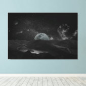 Donker Night Moon Light Fantasy Landscape Canvas Afdruk (Insitu (Houten vloer))