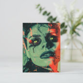 Donker Occulte Gotische Duivel Vrouw met groene og Briefkaart (Staand voorkant)