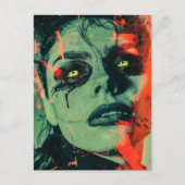 Donker Occulte Gotische Duivel Vrouw met groene og Briefkaart (Voorkant)