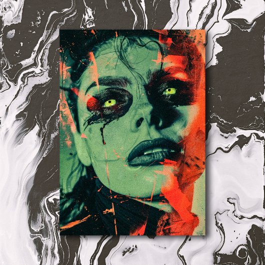 Donker Occulte Gotische Duivel Vrouw met groene og Briefkaart