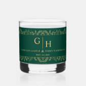 Donker Oerwoud Groen Blad Grens Bloemen Huwelijk Whisky Glas (Voorkant)