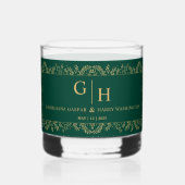 Donker Oerwoud Groen Blad Grens Bloemen Huwelijk Whisky Glas (Achterkant)