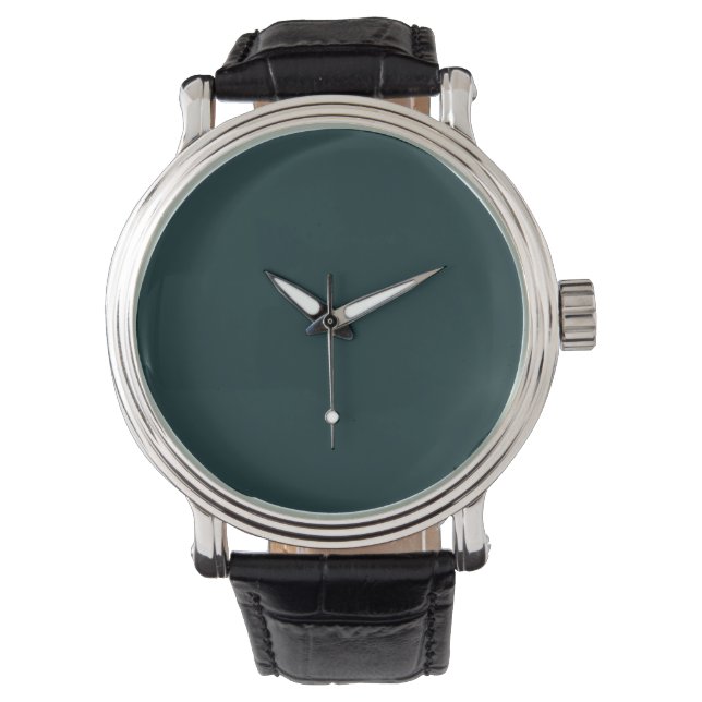 Donker Oerwoud Groen Solid Plain Horloge (Voorkant)