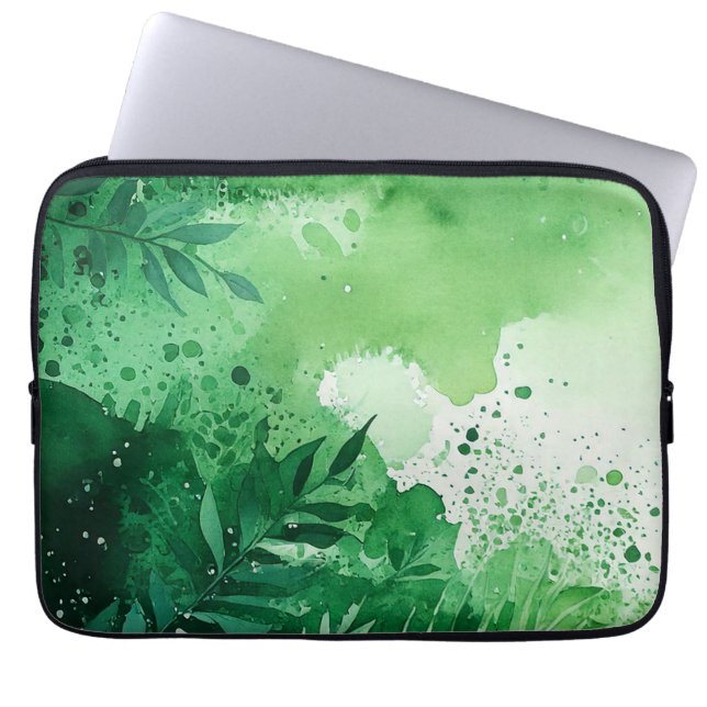 Donker Oerwoud groene waterverf handgetekende text Laptop Sleeve (Voorkant)